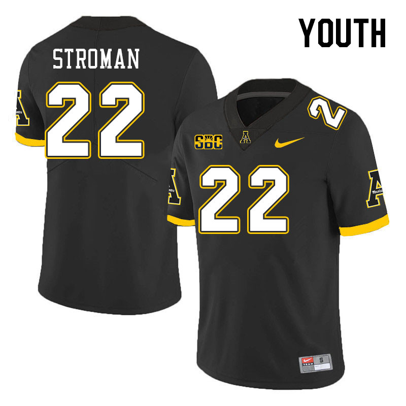 Youth #22 Dalton Stroman Appalachian State Mountaineers College Football Jerseys Stitched Sale-Black - Click Image to Close